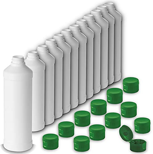 Leerflasche 1000ml HDPE Kunststoffflasche Flaschen Kosmetik Chemie Labor Klappverschluss Drehverschluss (12x 1000 ml, Klappverschluss)