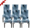 Jaotto Stuhlhussen 6 Stück Universal, Stuhlhusse Stretch 6er Set Moderne, Stuhlhussen Schwingstühle Elastische Langlebig Stuhlhussen für Esszimmer Bankett Deko(Blaue Blätter,6 Stück)