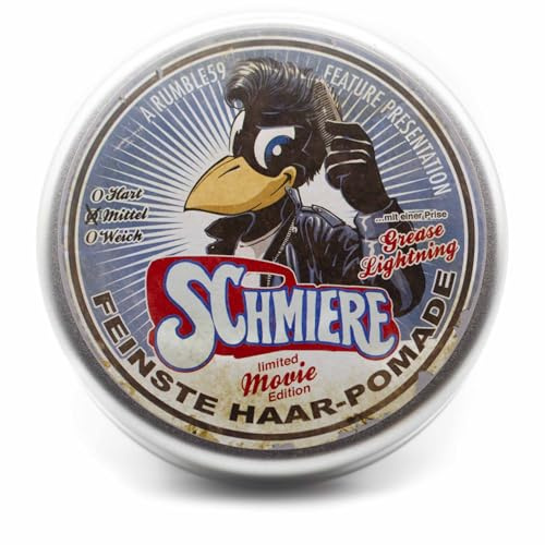 Rumble59 Schmiere Pomade, mittlerer Halt, Strawberry Cheesecake Duft 140 ml | Wachsbasiert, Made in Germany, Sorte Grease, Für normale bis dicke Haare