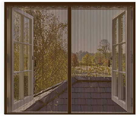 Liveinu Zanzariera Magnetica Per Porte Finestre Tenda Zanzariera Con Magneti Strisce Laccio Adesivo Rete Anti Zanzare Zanzariera Caffè Strisce 120x120cm