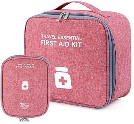 Qunkun 2stk Medikamententasche Tasche Reise Set Medikament Tasche Große Kapazität Wasserdicht Notfalltasche Erste Hilfe Set für Haus Büro Auto Camping Jagd Reisen (Rot)