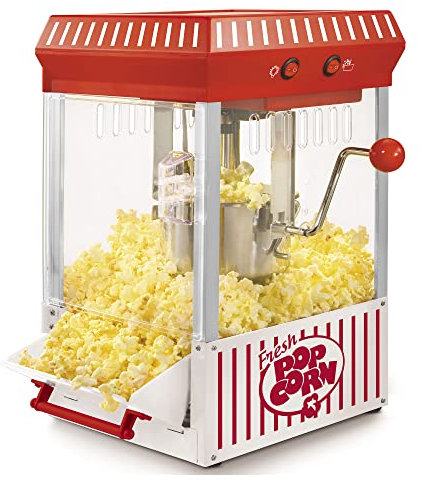 Nostalgia Hervidor de mesa de 2.5 onzas, hace 10 tazas de palomitas de maíz, con taza medidora de granos, cuchara medidora de aceite y cuchara, perfecto para fiestas de cumpleaños, noches de cine,