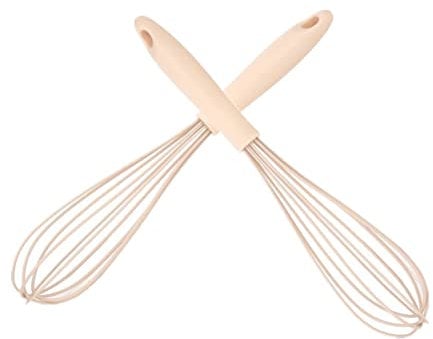 Pink Silicone Whisk, 2Pcs Small Whisk Manual Egg Beater Heat Resistant for Cooking Blending Kitchen Cooking Utensils