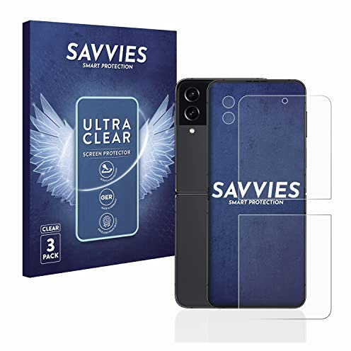 savvies Protection Ecran pour Samsung Galaxy Z Flip 4 (Avant+Caméra) (6 Pièces) - Film Protection Ultra Clair