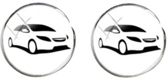 Auto-Silhouette, Ohrring, modernes Auto-Malerei, Ohrstecker, Farbe: Bronze, Metallsockel, rund, Modekunst-Schmuck, 3
