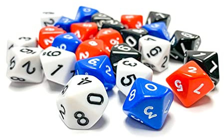 26 dadi a 10 facce perfetti per Bolt Action, Judge Dredd, DnD e Warhammer - D10 dadi (26)