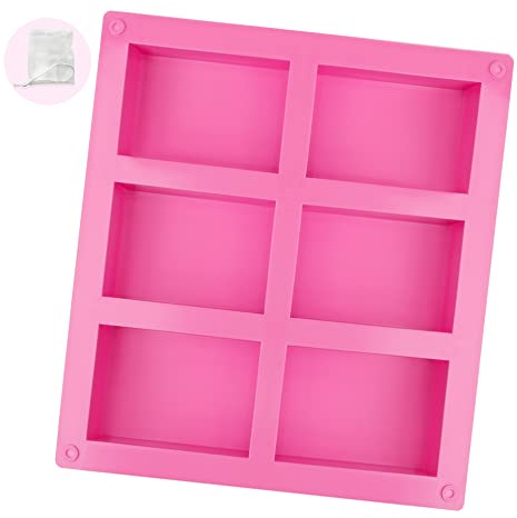 DONQL 1Stück SIlikonform Seifenform Silikonform Rechteckig 6-Teilig Hand Made Seifenform für DIY Hausgemachte Handwerk Schokolade, Biskuit (Rose)