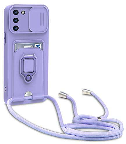 yanasuo Cordon de Coque Compatible avec Samsung Galaxy S23 Plus, Collier pour Étui Colliers de cellulaire, Silicone Cover Protection de la Caméra Étui Lanyard Case-Pourpre
