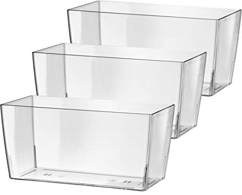 Vaso per Orchidee Trasparente in Plastica, Fioriera Rettangolare, Pack 3 Und - 25cm