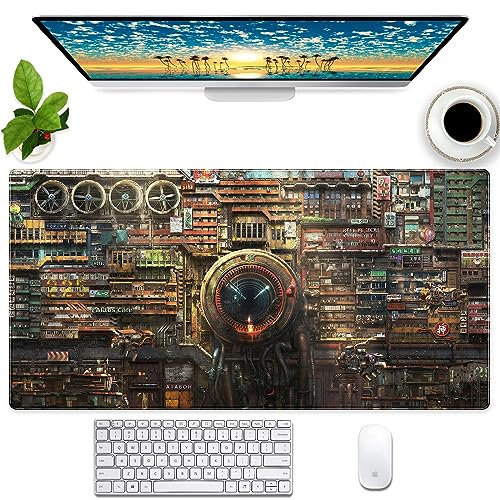 Cindasun Desk Pad Mouse Pad, Future Art Cyberpunk Themed Design Extended XXL Large Gaming Mouse Pad, Sci-fi Style, Full Desk Keyboard Mouse Pad Desk Mat 31.5 X 15.7 Inch