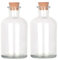 Magic Season Decorative Glass Bottles with Cork Stoppers (250 ml Round Bottles / 2 Pcs)