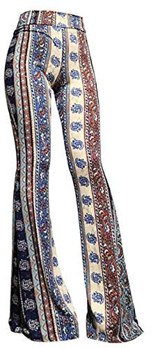 Briskorry Damen Schlaghose Boho Blumendruck Flared Leggings Hippie Blumen Yoga Pants Elegant Freizeithose Weich Bequem Sweathose High Waist Bootcut Yogahosen Laufhose
