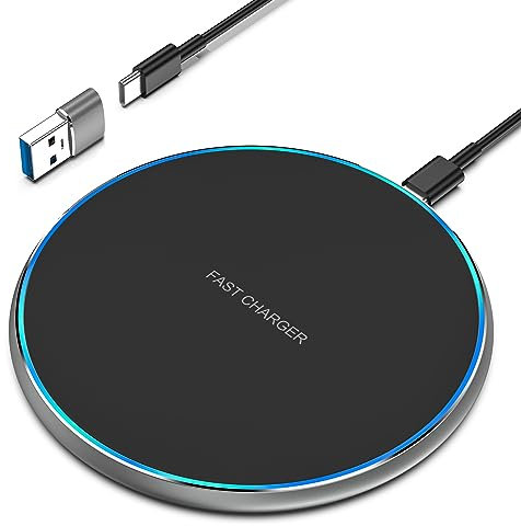Chargeur sans Fil, Chargeur Induction 15W pour iPhone 14 Pro max/13/12/11/XS Max/XR/XS/X/8,Charging Pad pour Samsung Galaxy S22/S21/S10/S9/S8/Note 20/10/9/8, AirPods 2/3/Pro,Huawei,Xiaomi -Gris