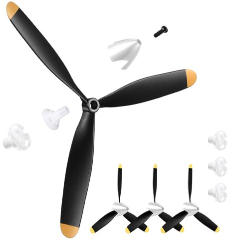 Poen 3 Sets Spare RC Plane Propeller White Nose Cone 3 Blade Propeller Compatible with 761-15 Fighter Remote Control Plane Radio Controlled Plane with Propeller Adapters