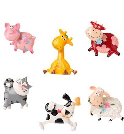 Kühlschrankmagnete Dekorativ 6Er Pack Enthält Cartoon Tiere Kühe Hirsche Frühling Schüttelnder Kopf Kühlschrankaufkleber Magnetische Küchenaufkleber