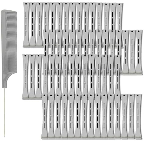 60 Pieces Hair Perm Pods Plastic Perming Rods Cold Wave Rods Curlers Hair Rollers with 1 Pieces Steel Pintail for Hairdressing Styling(Grey, 1.5 Cm/0.59 Inch)