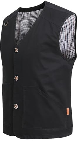 MeiLayM Herren Outdoor Weste Anglerweste Atmungsaktiv Multifunktionsweste Leicht Fotografie Weste Camping Wandern Weste Freizeit Ärmellos Jacke Vintage-Westen Schwarz,L