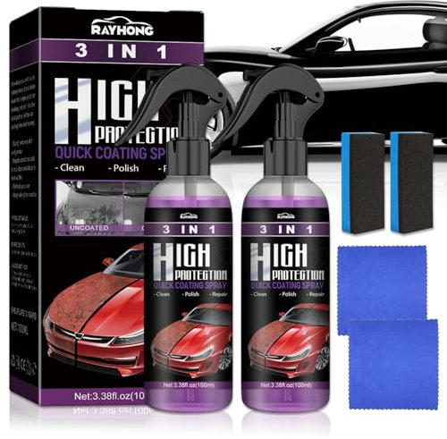 2 Stück High Protection 3in1 Spray,Hoher Schutz Schnelles Auto-Beschichtung Spray,Auto-Nano-Beschichtungsspray,Auto-Beschichtungsspray,Car Nano Kratzer Spray