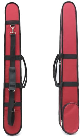 WUQIMUSC Aufrechter Kontrabassbogen-Etui für 2 Stück deutsch/französischer Stil, leicht, stabil, Bassbogen-Etui mit Schultergurt, Rot