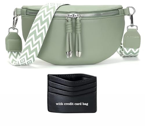 SOGYECS Bauchtasche Damen Veganes Leder Crossbody Bag Damen Umhängetasche Damen Klein Handytasche Zum Umhängen Hellgrün