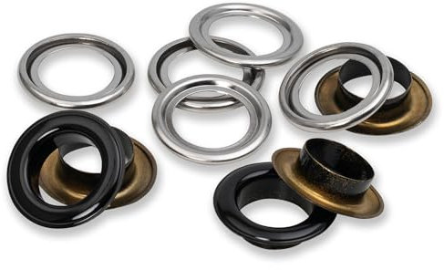 Prym 542561 Ösen mit Scheiben, 14 mm, schwarz/silberfarbig