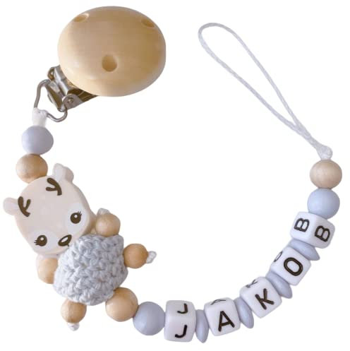 personalisierte gestaltetes Babygeschenk mit Namen für Mädchen oder Junge Baby Geschenk personalisiert zur Geburt & Taufe Große Farbauswahl Reh Reh (Blau)