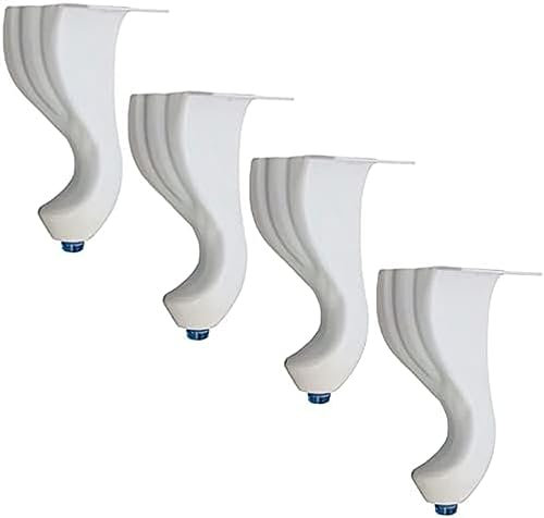 Set mit 4 Möbelbeinen aus antikem Metall, Ersatzbein für robuste Möbel im europäischen Stil, Hardware-Stützbeine für Sofa, Stuhl, Couch, Ottomane, Schrank, Weiß, 14,5 cm