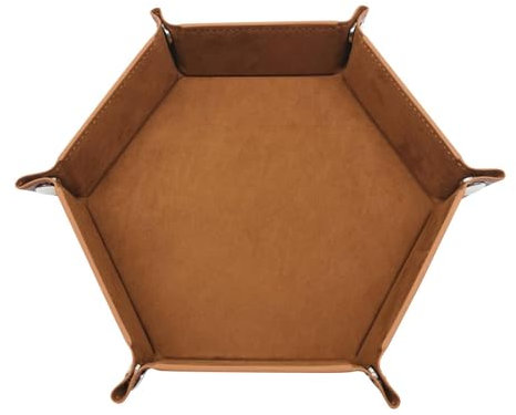 Dice Tray, Hexagon Folding PU Leather And Velvet Dice Tray, Hexagon Dice Holder Dice Rolling Tray, Dice Plate, Portable Board Game Storage Bowls For Family, Friends, Dice Games Like RPG