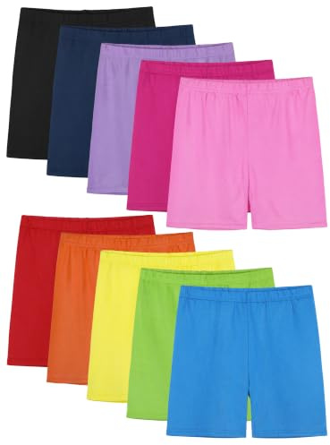 FEOEOR 10er Pack Radlerhosen für Mädchen | Turnhose & Unterziehshorts für Kleinkinder Weiche Sport Bike Shorts Mehrfarbig Für Tanz, Yoga, Schule Set M 8-10Y
