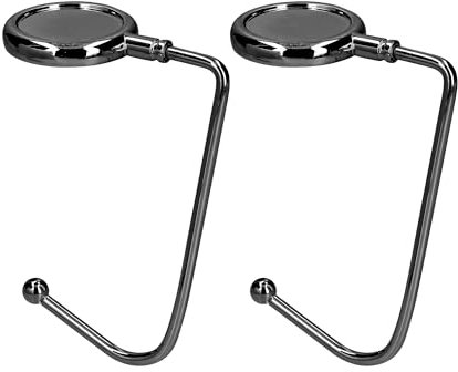 kwmobile Purse Hooks for Table - Set of 2 Metal Handbag Hook Holder Hand Bag Hanger for Tables, Desks, Work, Restaurants - Dark Slate
