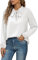 Yommay Damen Bluse Elegant Langarm Tunika T-Shirt Krawatte Hals Flowy Chiffon Oberteile für Frauen Herbst Mode,Weiß,L