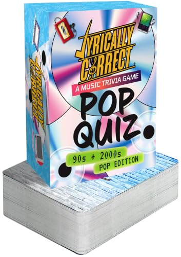 Lyrically Correct 90er & 2000er Musik Trivia Kartenspiel Pop Edition Beenden Sie die Lyrics Challenge, Spaß für Erwachsene, Party oder Familienabend