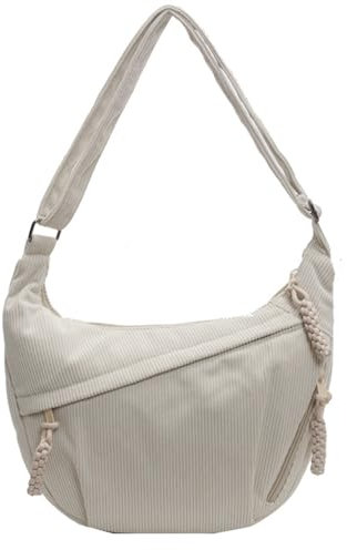 XUANXIE Crossbody Bag Damen Umhängetasche Cord Tasche Casual Schultertasche Moon Bag Halbmond mit verstellbarer Schultergurt Tasche Bauchtasche Stylische Handtasche für Arbeit Reisen Alltag