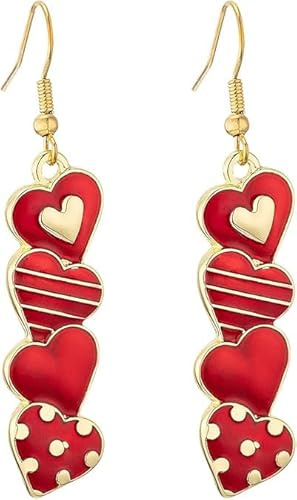 Valentinstag Ohrringe Herz Ohrringe Rot Heart Earrings Rote Ohrringe Mädchen Hängend Damen Ohrringe Ohrring für Freundinnen, Ehefrauen, Mütter und Töchter