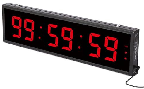 CurLEr Minuteur de Fitness numérique LED 6 – Grand écran Haute définition, Compte à rebours/Horloge et chronomètre, Horloge Multifonction d'entraînement for Marathon, Course, Gym, Natation