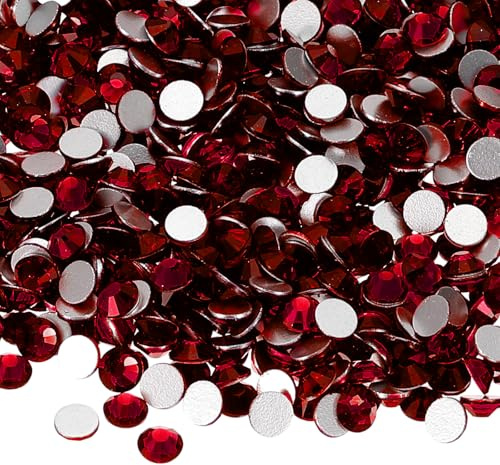 PATIKIL 1600 Piezas SS20 Cristales Redondos de Vidrio 4.6-4.8mm Rojo Oscuro | para Manualidades Ropa Zapatos Decoración de Uñas