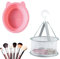 Silikon Pinselreiniger Make up, Make up Pinsel Reinigungsmatte, mit Hängender Trockentasche, Tragbares Waschwerkzeug für Makeup Pinsel Puderquaste Schwamm