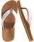 COFACE Men's Flip Flops Comfortable Yoga Mat Cushion Thong Sandals with Arch Support Casual Summer Beach Slides For Man, White Khaki Size 10.5
