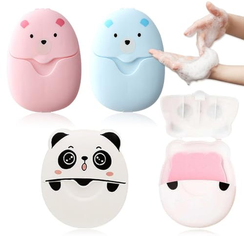 XOXVURI 4 Boîte De Pièces Feuille De Savon De Voyage 200 Feuille De Savon Savon En Papier Jetable Mini Savons En Papier Portables Feuilles De Savon En Papier Flocons De Savon Pour Voyage Camping