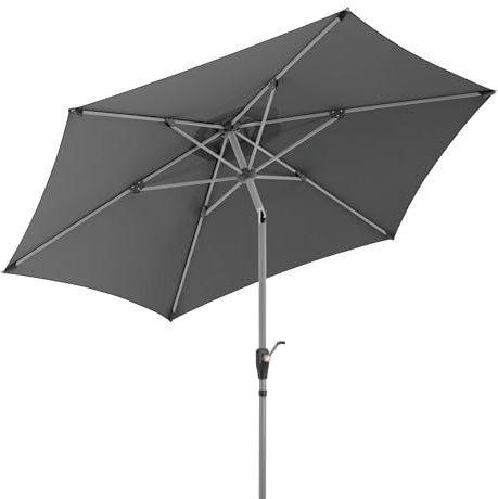 Schneider Sonnenschirm SOLESTA Ø270 cm – UV-Schutz, Kurbel, Knickgelenk, air-vent, wasserabweisend, Polyesterbezug, stabil, für Balkon Garten Terrasse (anthrazit)