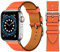 VZEXJIU Correa de Piel Compatible con Apple Watch 42mm(Serie 3) 44mm 45mm 46mm 49mm Correas de Repuesto de Cuero Genuino para iWatch Ultra 2 Serie 10 9 8 7 6 5 4 3 SE,Naranja/Grano