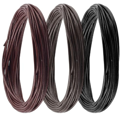 CALFOVERA 16.4 Iarde 1MM Rotonda Corda In Pelle di Bovina per Artigianato 3 Colori Sottile Vera Pelle Stringa Lacci Corda Intrecciare Striscia Filo per La Realizzazione di Gioielli Collane Bracciali