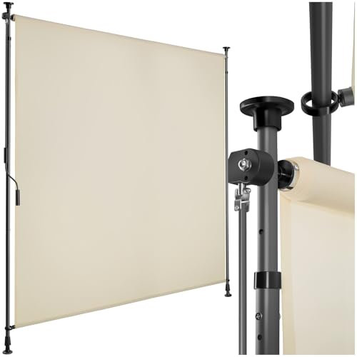 tectake® tenda da sole per esterno verticale, tende da sole per esterno frangivista balcone senza fori, con manovella, poliestere opaco, protezione UV, aste telescopiche - 150 x 310 cm, Beige