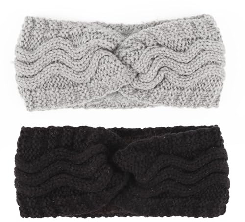 DRESHOW Stirnband Damen Winter Stirnbänder Strick, Haarband Ohrenwärmer, Dickes Fleecefutter Haarbänder Verdicken Headwrap Kopfband für Damen