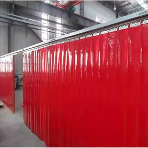 Generisch Schweißstreifentür, PVC-Streifenvorhang, Kunststoff-Vinyl-Streifentürvorhang, Fensterdekorationsbeschläge, geeignet für den Lichtbogenschutz in Lagerhallen und Fabriken (rot, 1,2 x 2,3 m)