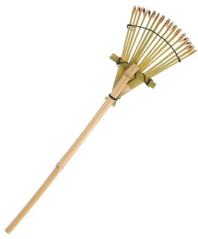 GARIOUANS Japanischer Bambusrechen für Garten Sandkästen und Parks Leicht Ergonomisch mit Komfortablem Griff für Effizientes Formen von Sand und Laub