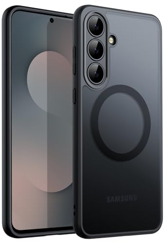 JETech Magnetische Hülle für Samsung Galaxy S25 FE, Schwarz | Kompatibel mit MagSafe, Matte Transluzent Rückseite, Stoßschutz