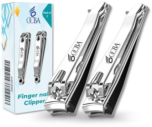 OCBA Nail Clippers Stainless Steel Nail Cutter for Thick Toenails Professional Heavy Duty Fingernail Clipper Toenail Clippers for Men Women (Silver Set)