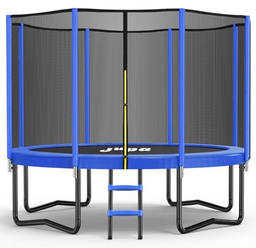 JUPA Trampoline 8FT 10FT 12FT 14FT, Outdoor Tramp with Enclosure Net, 410LBS Yard Trampoline for Kids - Recreational Anti-Rust Trampolin for Kids and Adults with Ladder