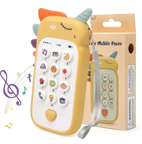 Bambebe Baby Handy Musikspielzeug ab 18 Monate, Spielhandy ab 18 Monate, Spielzeughandy mit Musiklichten, Baby TelefonGeschenk für Mädchen und Jungen(Englische Version)